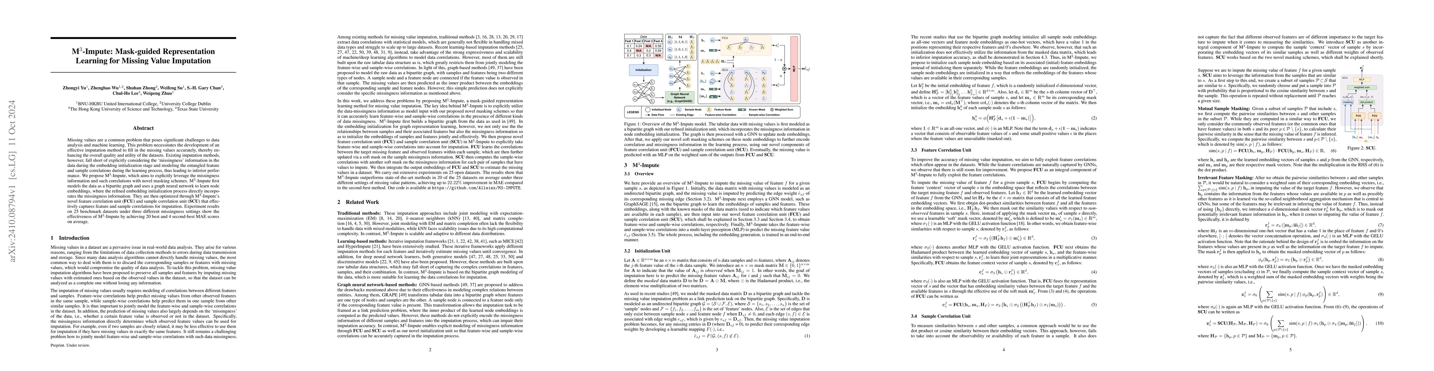 Thumbnail for M$^3$-Impute: Mask-guided Representation Learning for Missing Value
  Imputation