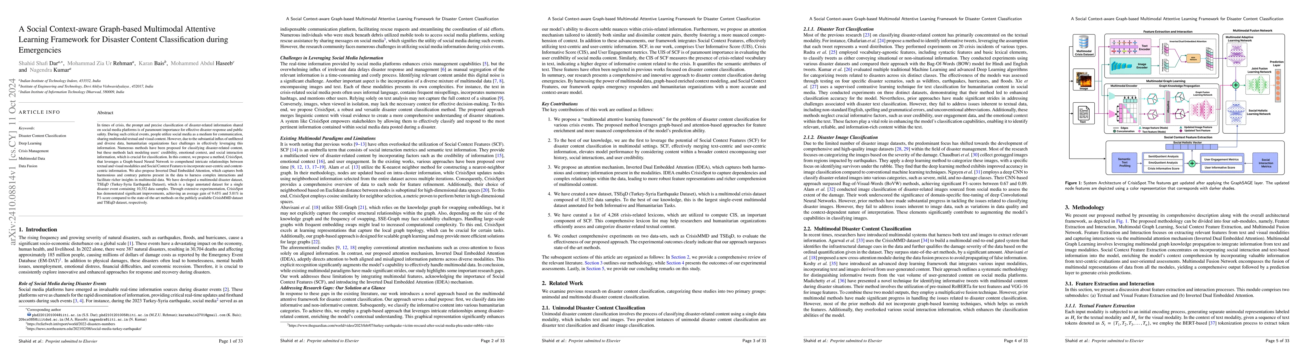 Thumbnail for A Social Context-aware Graph-based Multimodal Attentive Learning
  Framework for Disaster Content Classification during Emergencies