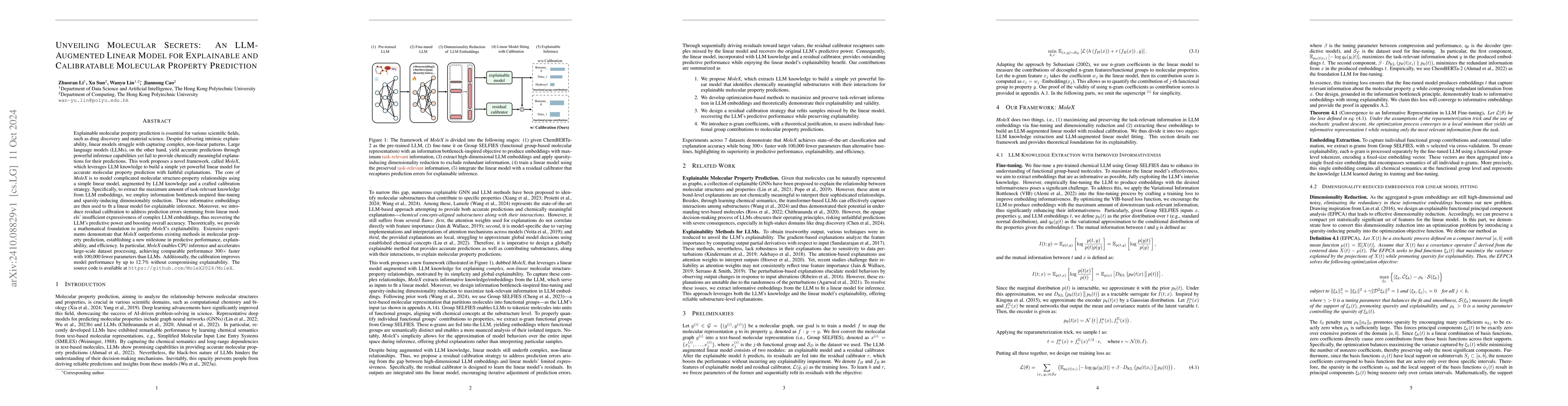 Thumbnail for Unveiling Molecular Secrets: An LLM-Augmented Linear Model for
  Explainable and Calibratable Molecular Property Prediction