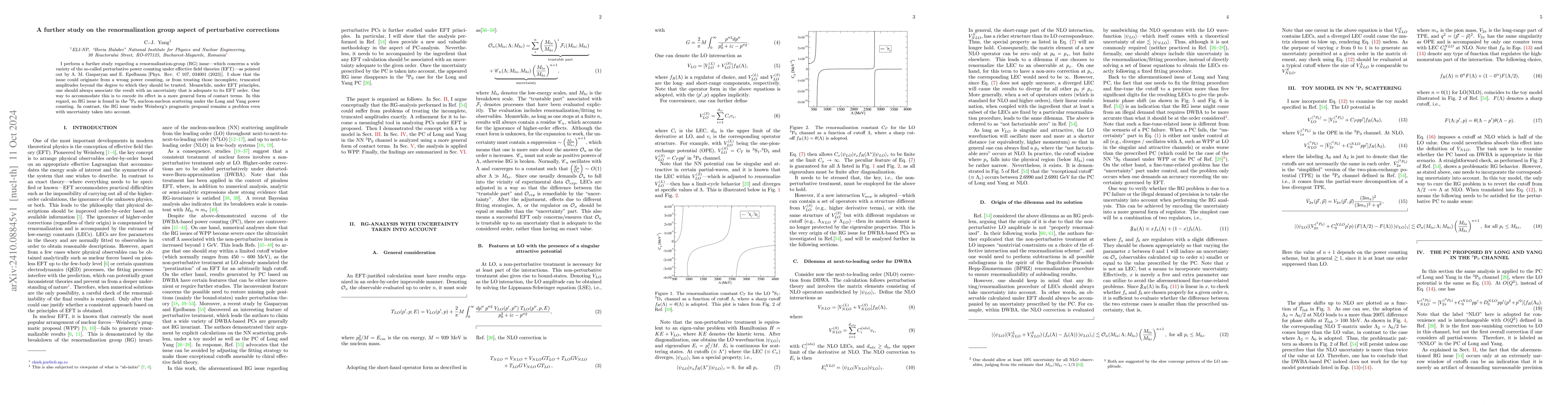 Thumbnail for A further study on the renormalization group aspect of perturbative
  corrections