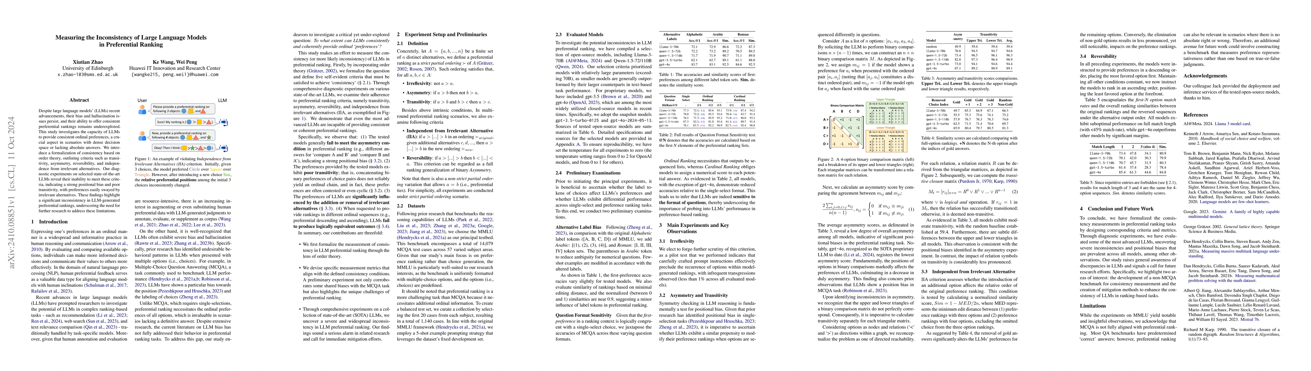 Thumbnail for Measuring the Inconsistency of Large Language Models in Preferential
  Ranking