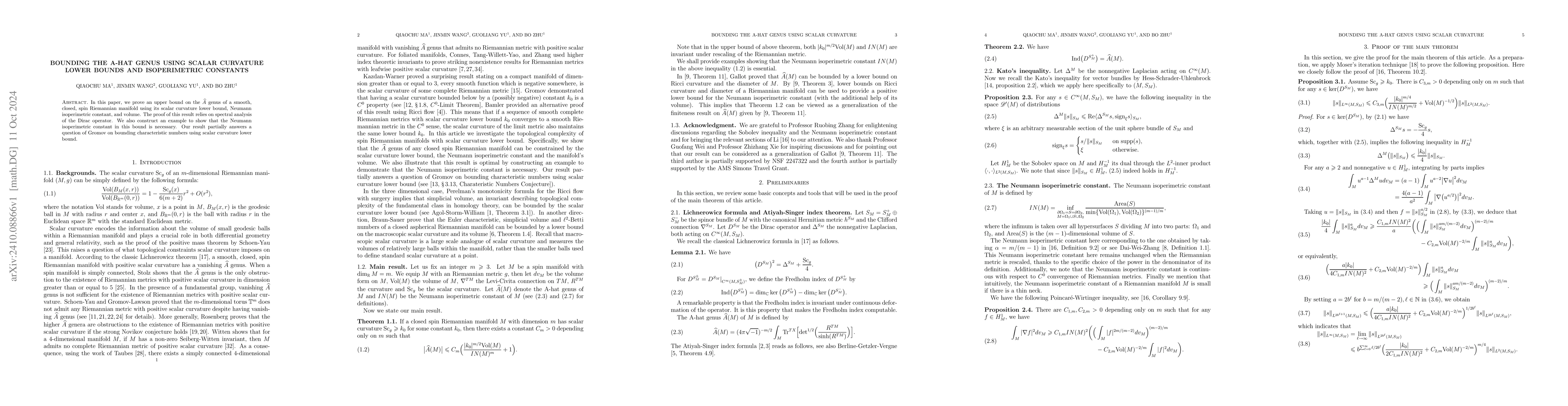 Thumbnail for Bounding the A-hat genus using scalar curvature lower bounds and
  isoperimetric constants