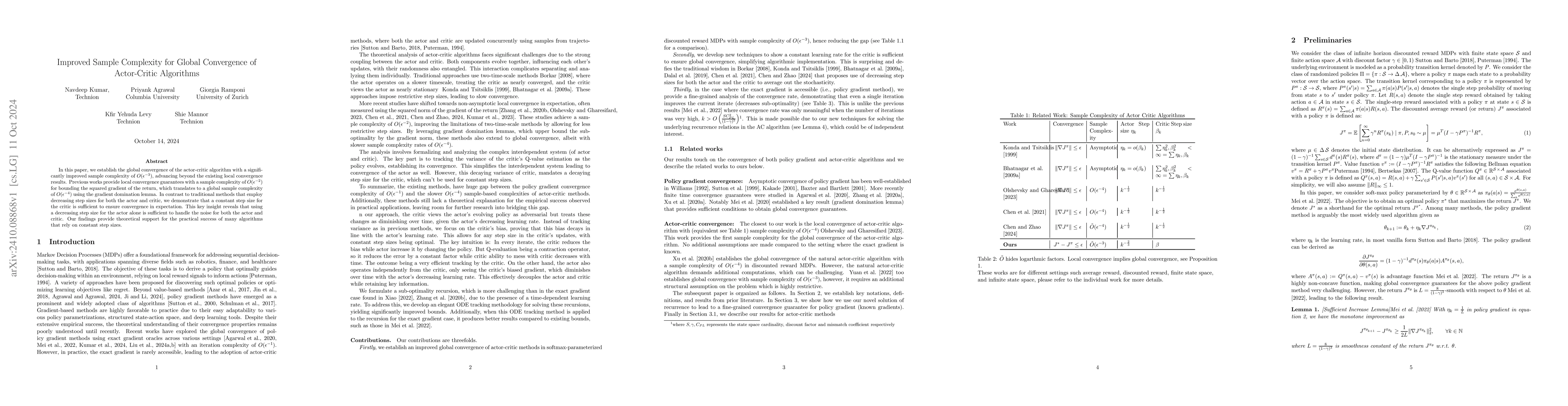 Thumbnail for Improved Sample Complexity for Global Convergence of Actor-Critic
  Algorithms