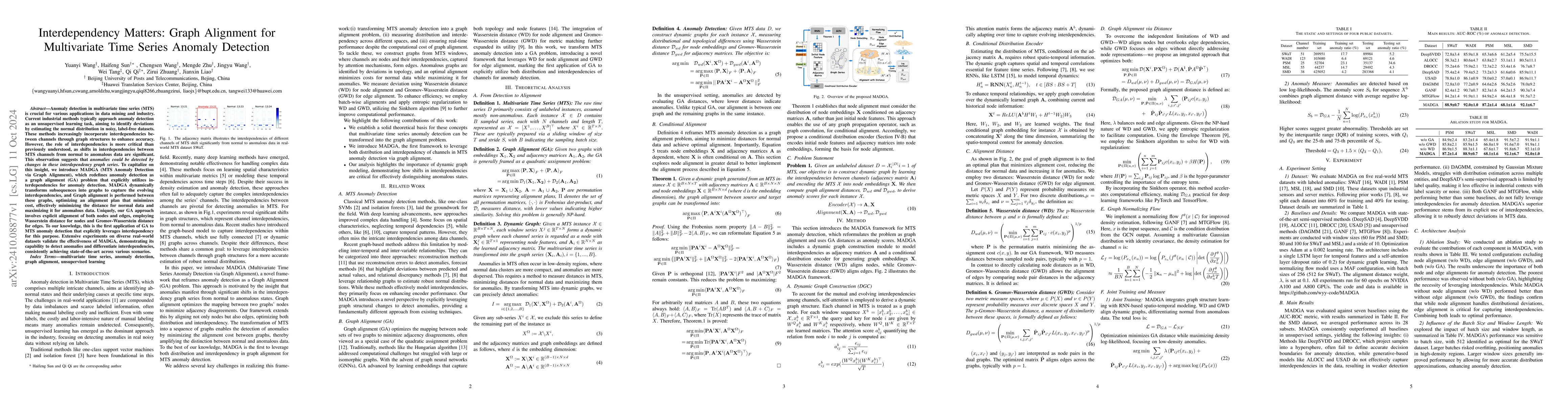 Thumbnail for Interdependency Matters: Graph Alignment for Multivariate Time Series
  Anomaly Detection