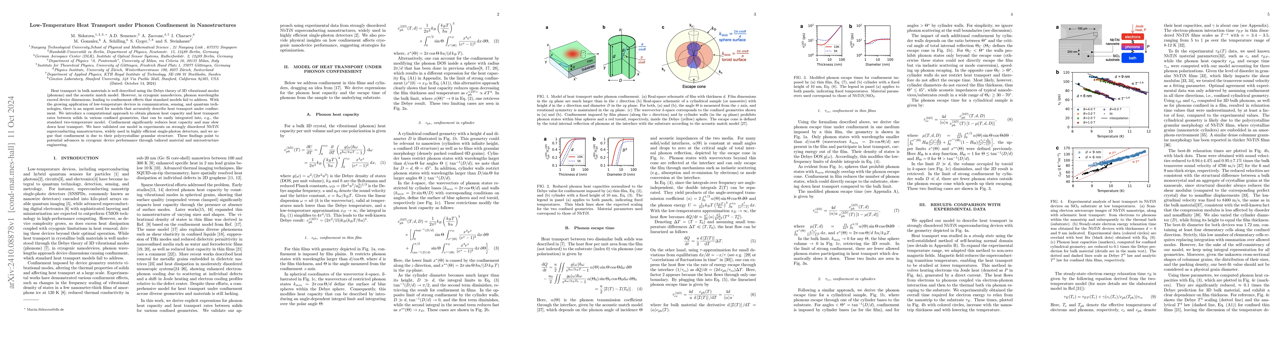 Thumbnail for Low-Temperature Heat Transport under Phonon Confinement in
  Nanostructures