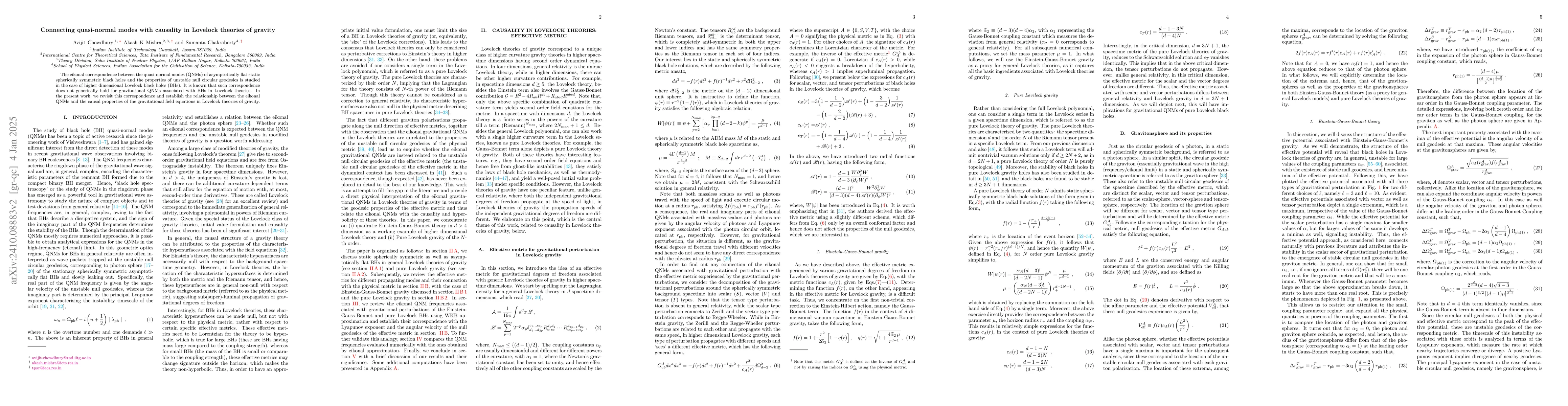 Thumbnail for Connecting quasi-normal modes with causality in Lovelock theories of
  gravity