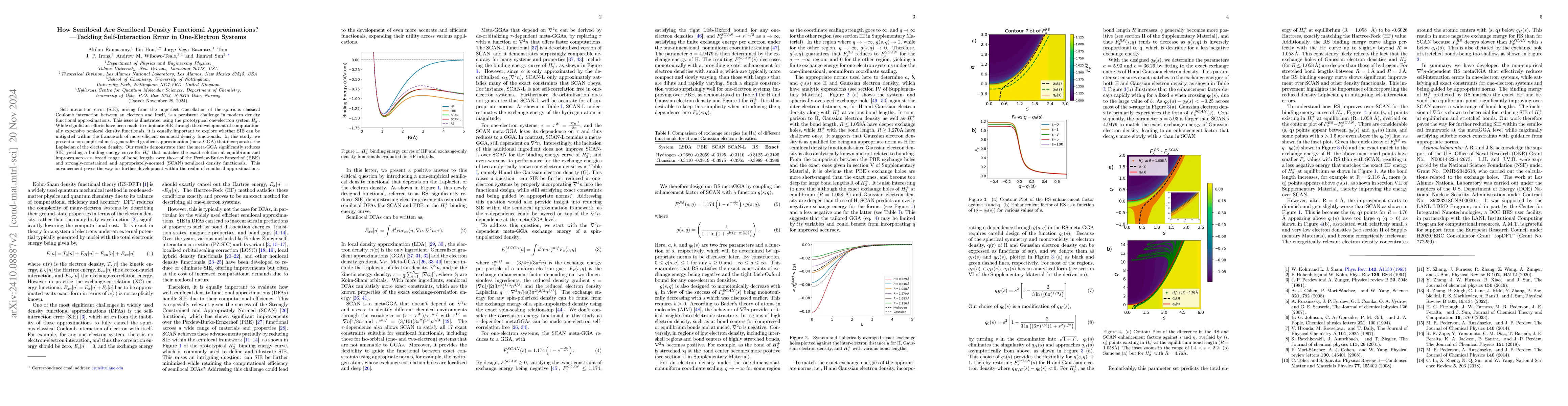 Thumbnail for How Semilocal Are Semilocal Density Functional Approximations? -Tackling
  Self-Interaction Error in One-Electron Systems