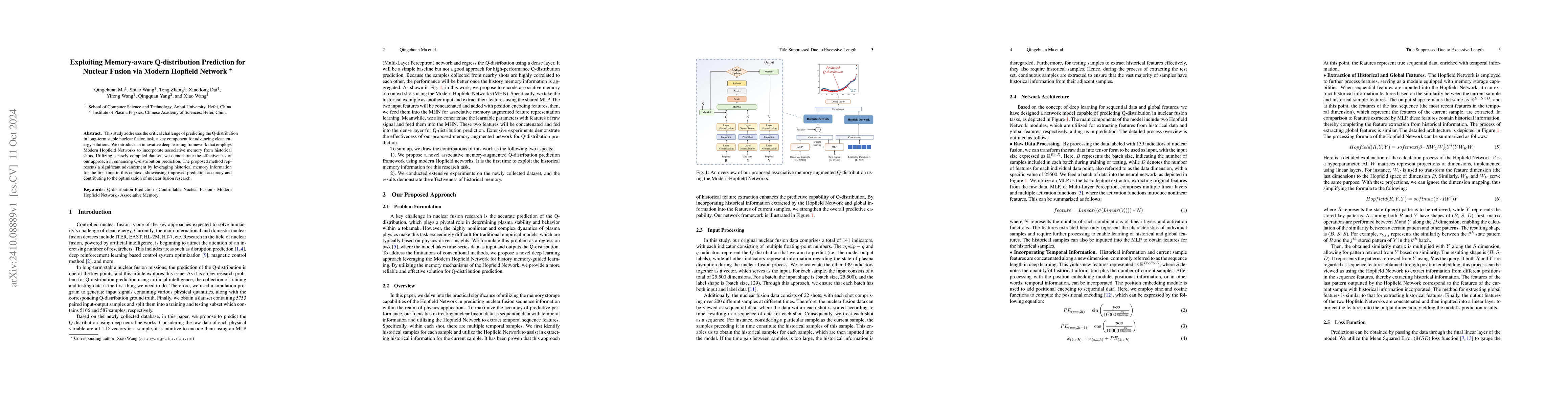 Thumbnail for Exploiting Memory-aware Q-distribution Prediction for Nuclear Fusion via
  Modern Hopfield Network
