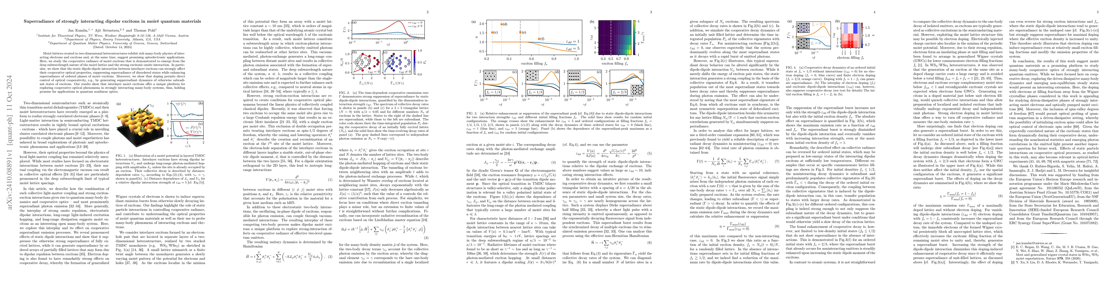 Thumbnail for Superradiance of strongly interacting dipolar excitons in moiré
  quantum materials