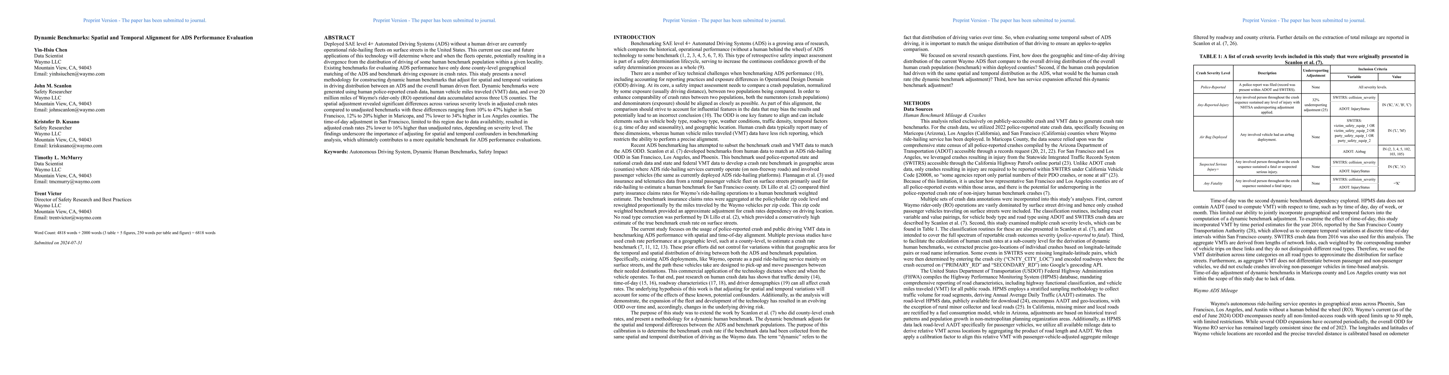 Thumbnail for Dynamic Benchmarks: Spatial and Temporal Alignment for ADS Performance
  Evaluation