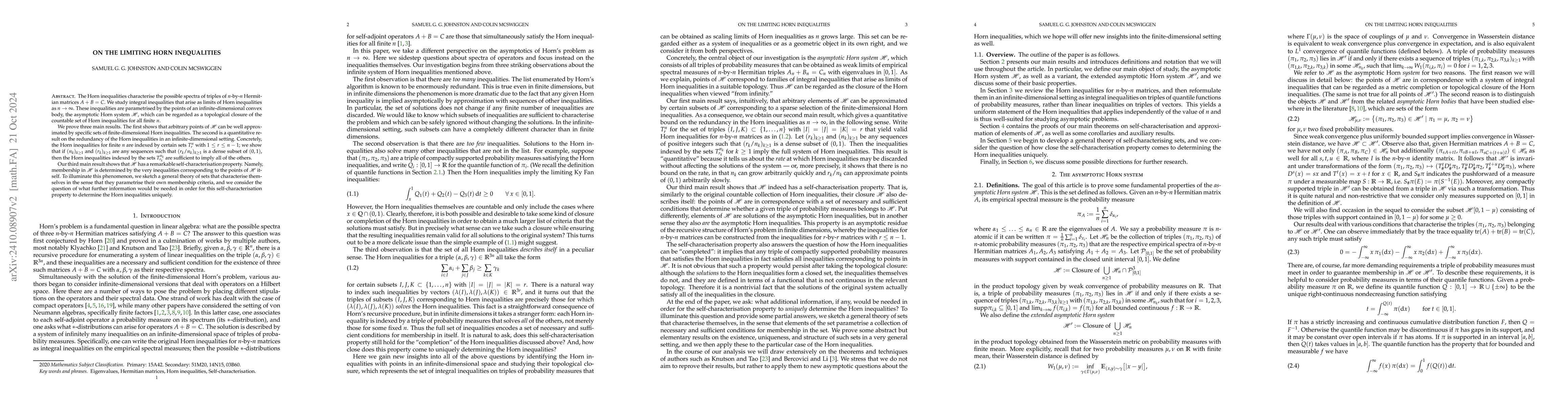 Thumbnail for On the limiting Horn inequalities