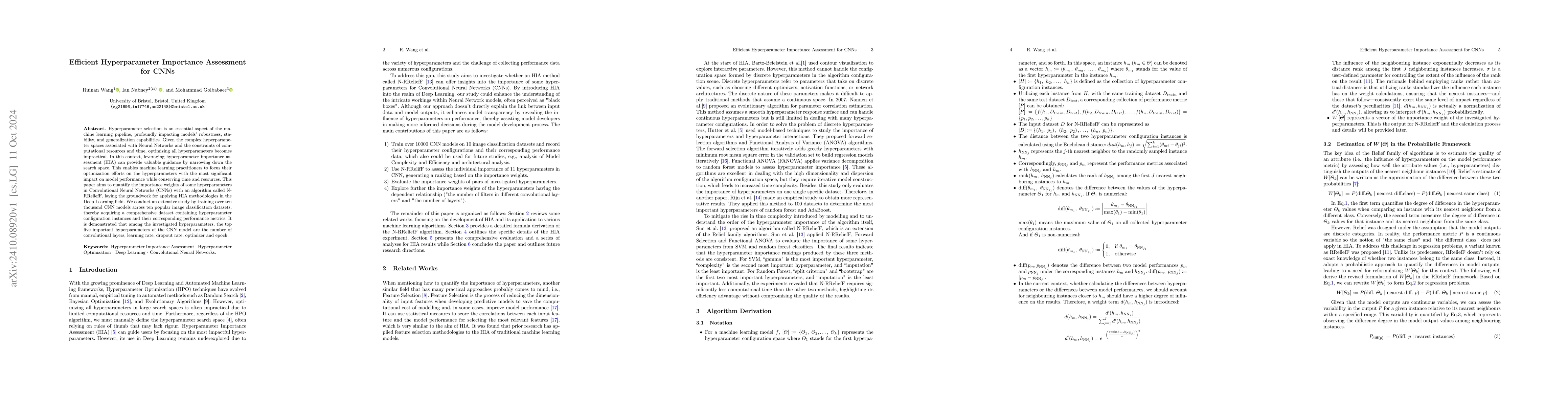 Thumbnail for Efficient Hyperparameter Importance Assessment for CNNs