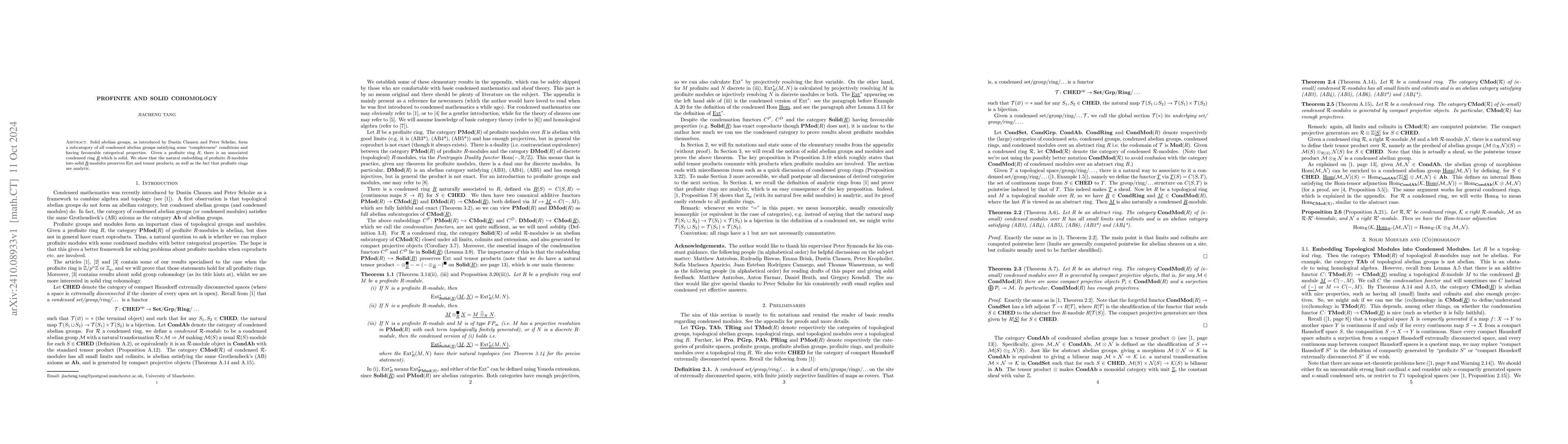 Thumbnail for Profinite and Solid Cohomology