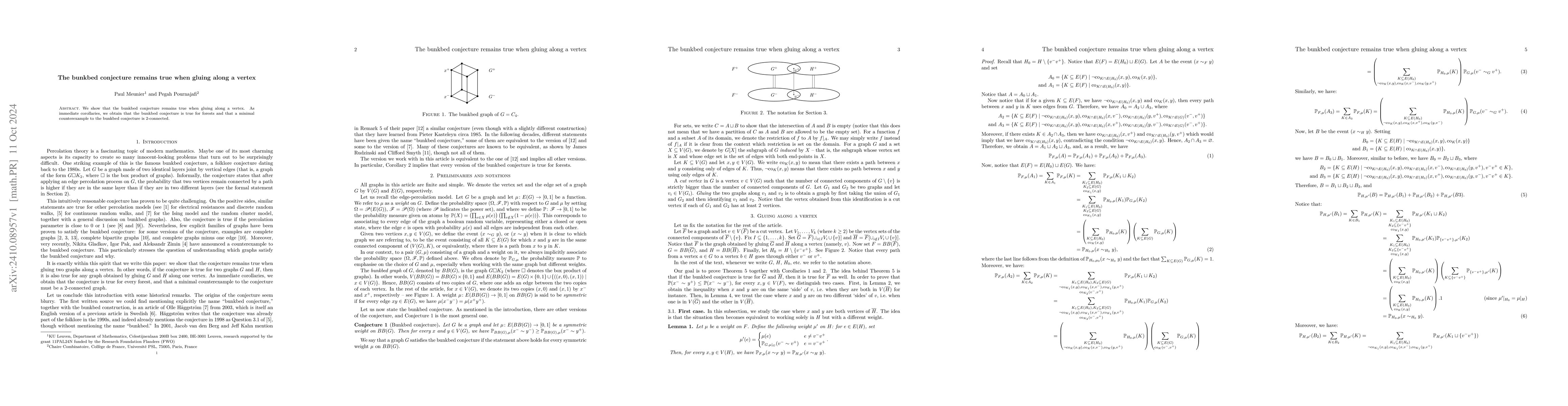 Thumbnail for The bunkbed conjecture remains true when gluing along a vertex