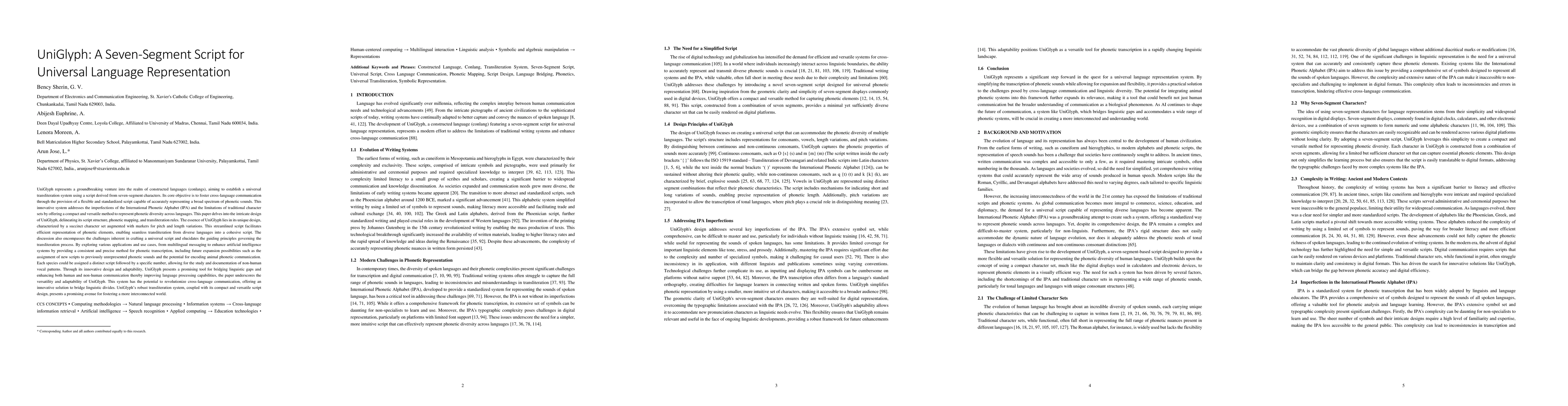 Thumbnail for UniGlyph: A Seven-Segment Script for Universal Language Representation