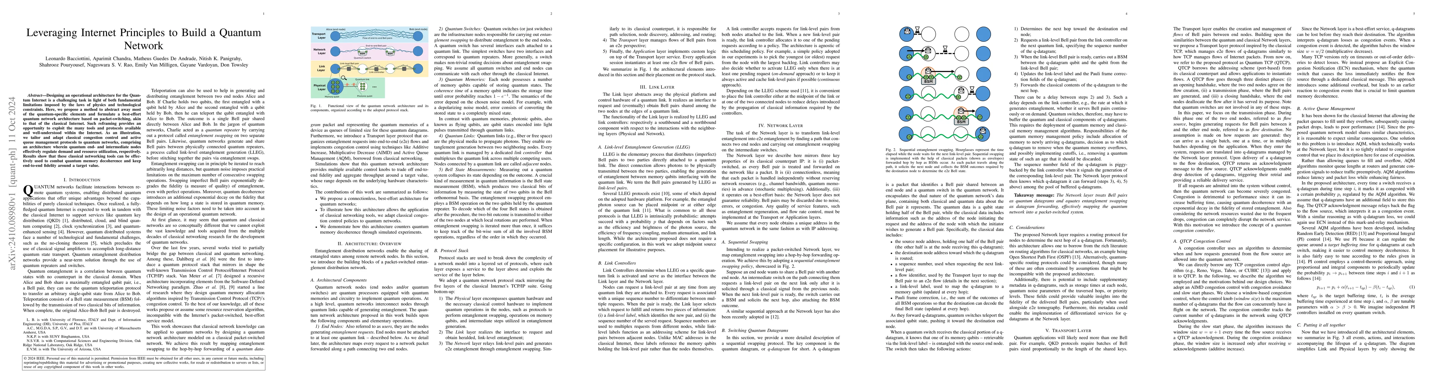 Thumbnail for Leveraging Internet Principles to Build a Quantum Network