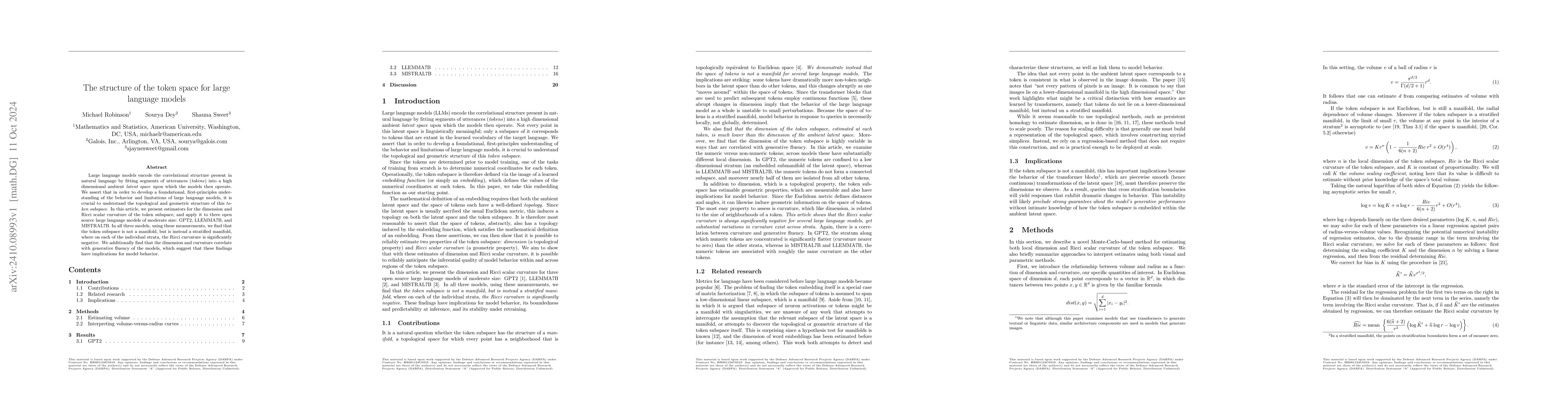 Thumbnail for The structure of the token space for large language models