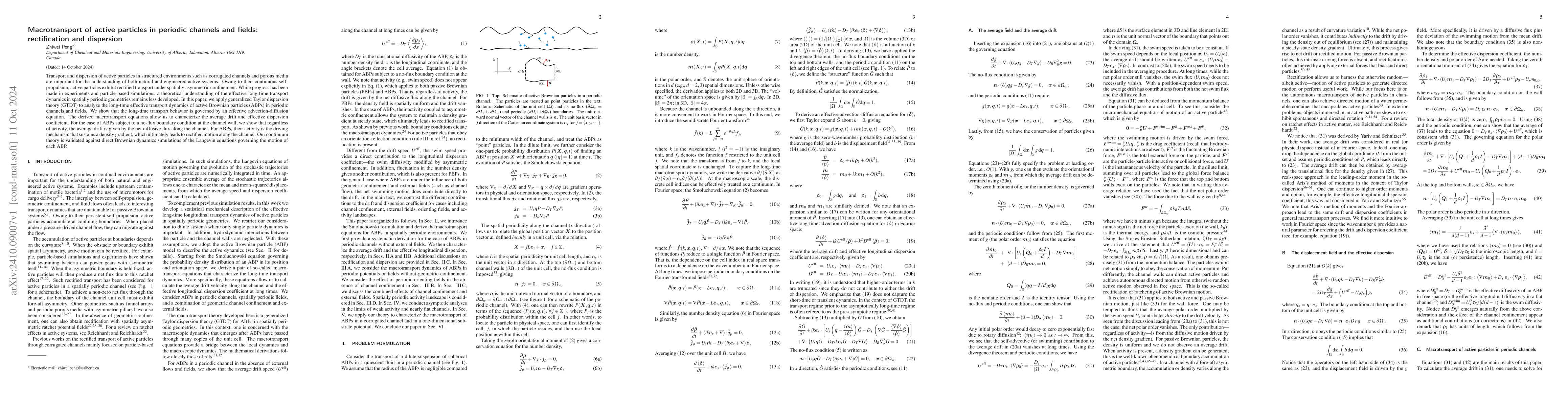 Thumbnail for Macrotransport of active particles in periodic channels and fields:
  rectification and dispersion