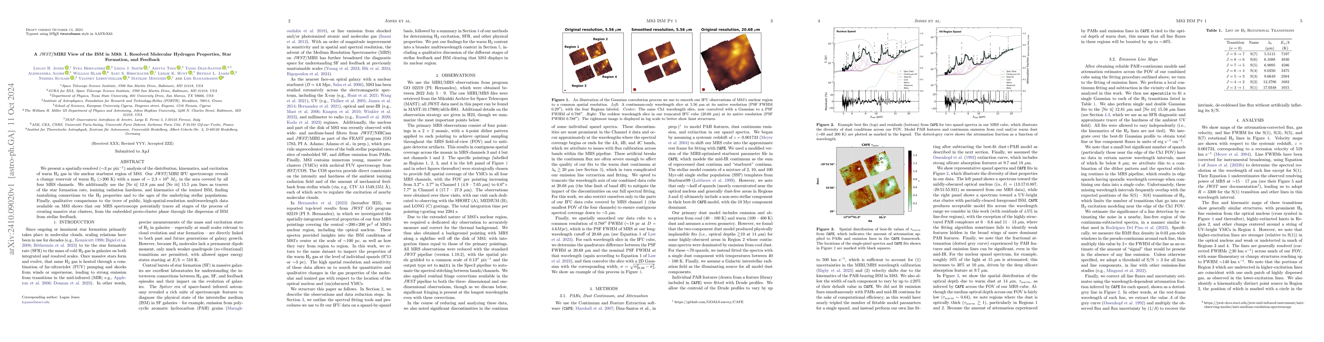 Thumbnail for A JWST/MIRI View of the ISM in M83: I. Resolved Molecular Hydrogen
  Properties, Star Formation, and Feedback