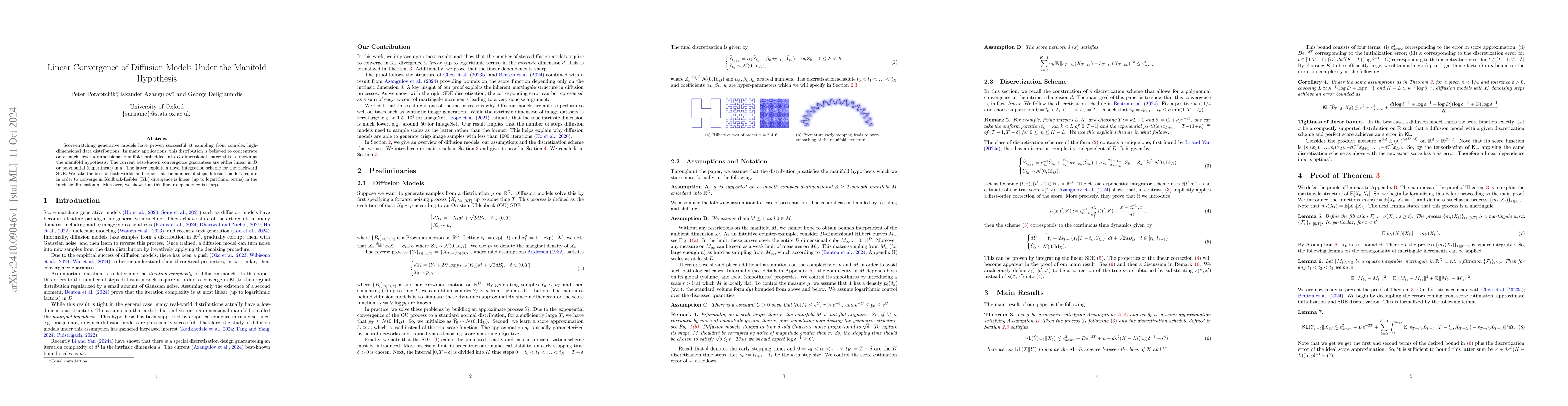 Thumbnail for Linear Convergence of Diffusion Models Under the Manifold Hypothesis