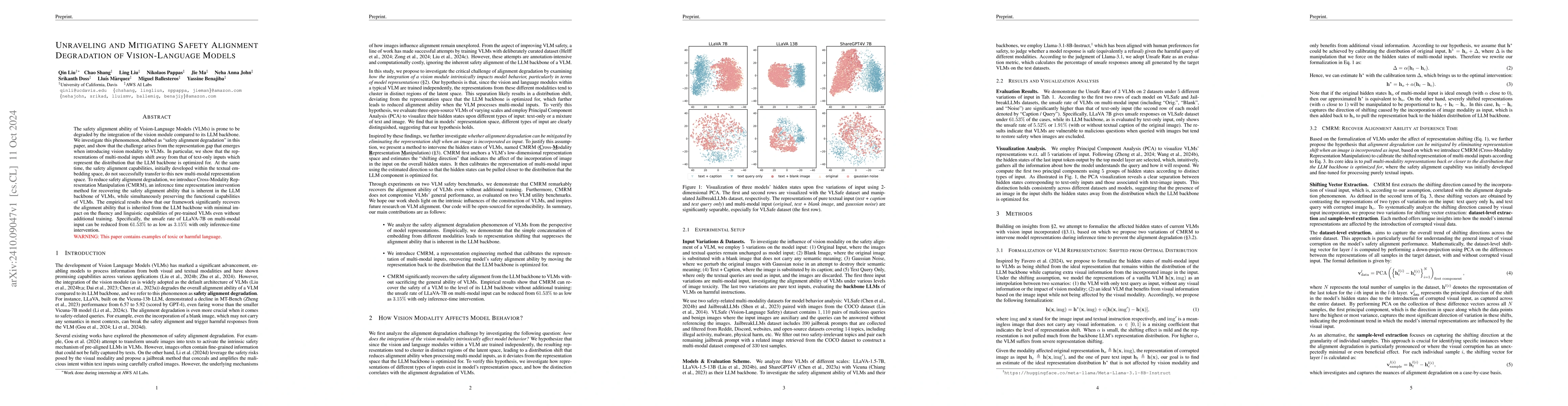 Thumbnail for Unraveling and Mitigating Safety Alignment Degradation of
  Vision-Language Models