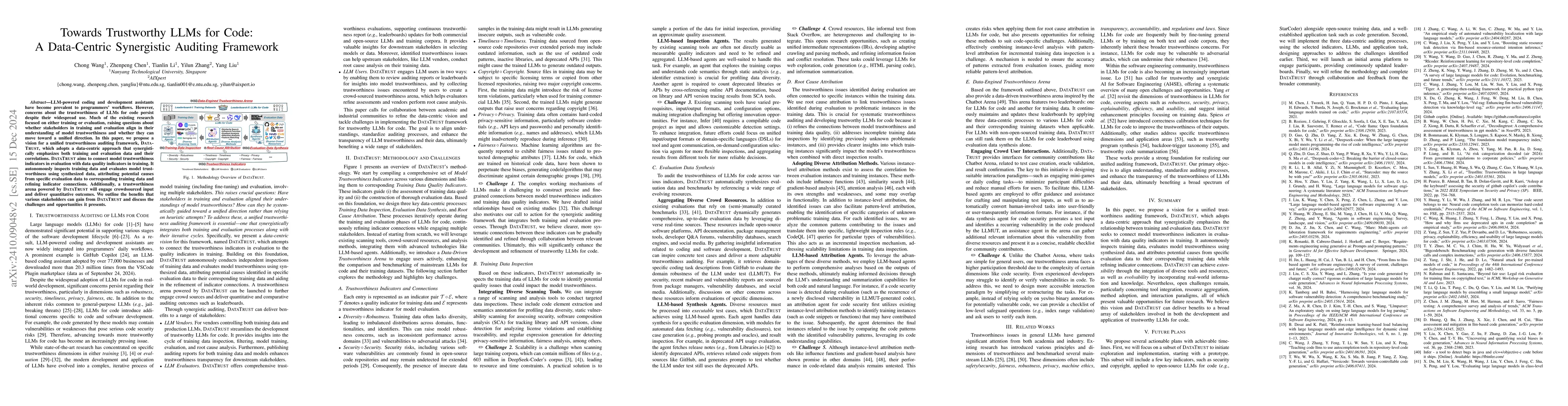 Thumbnail for Towards Trustworthy LLMs for Code: A Data-Centric Synergistic Auditing
  Framework