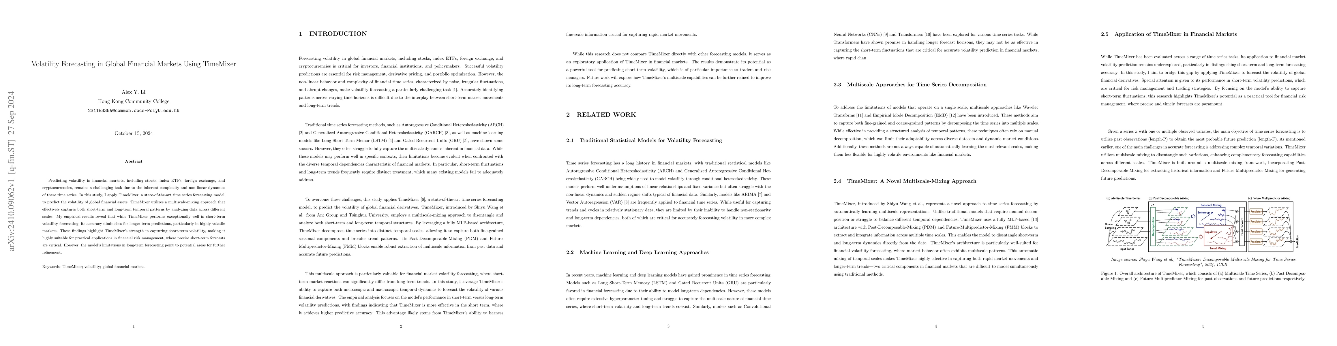 Thumbnail for Volatility Forecasting in Global Financial Markets Using TimeMixer
