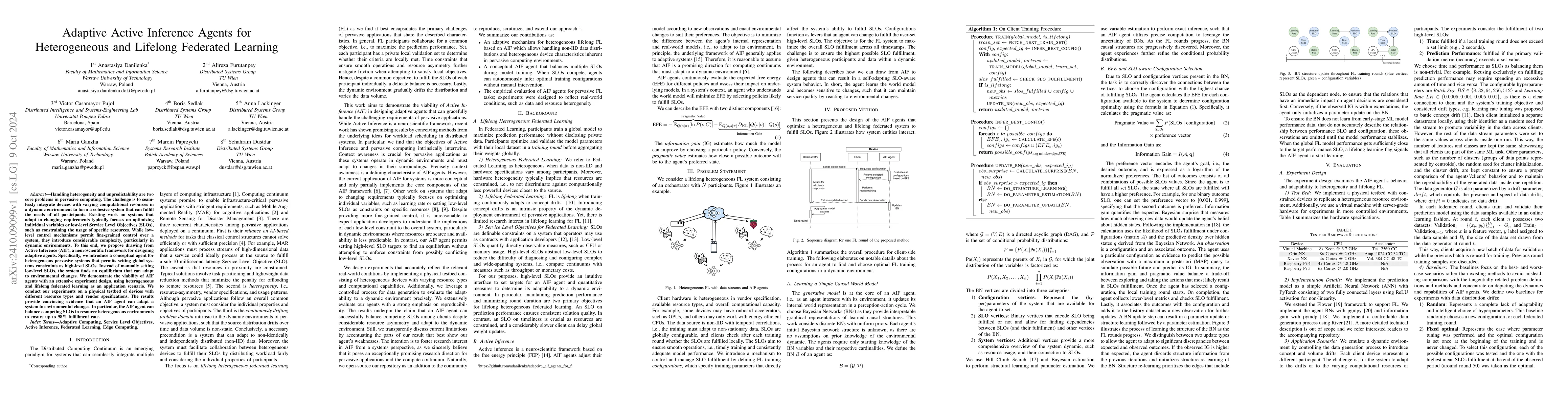 Thumbnail for Adaptive Active Inference Agents for Heterogeneous and Lifelong
  Federated Learning