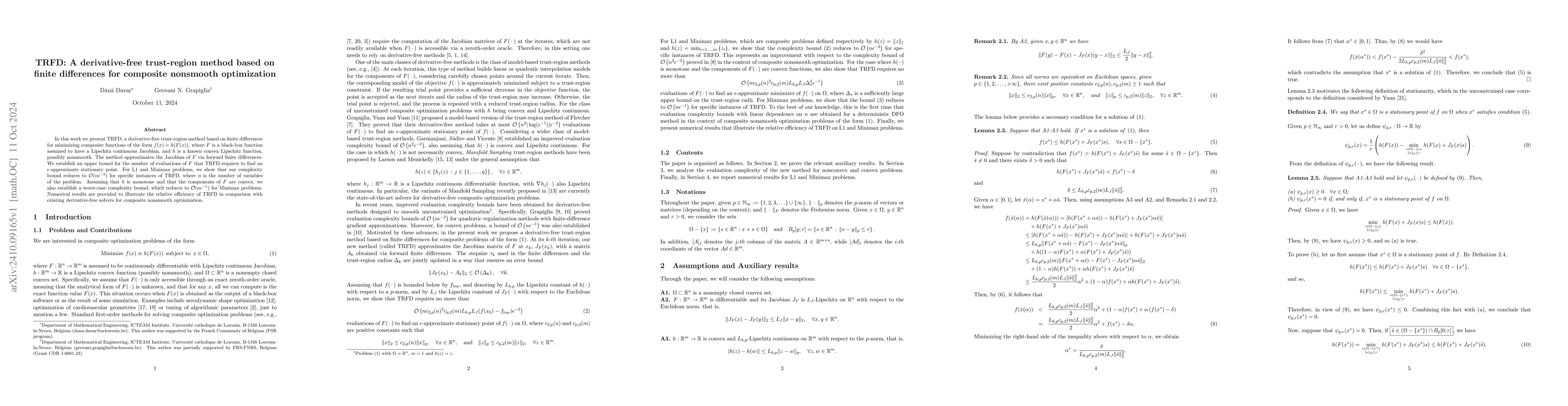 Thumbnail for TRFD: A derivative-free trust-region method based on finite differences
  for composite nonsmooth optimization