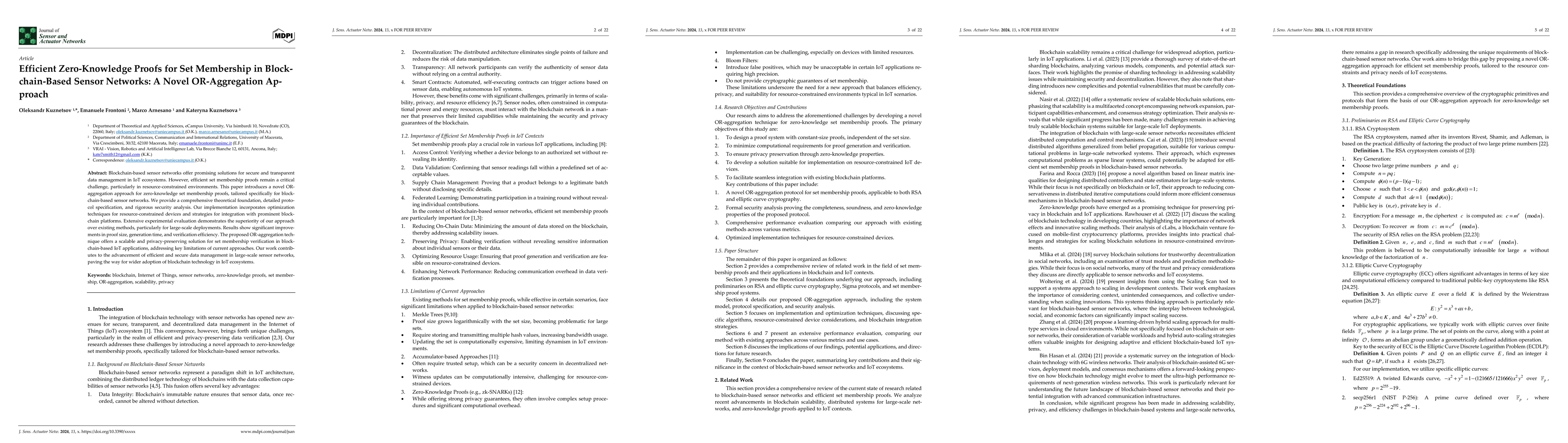 Thumbnail for Efficient Zero-Knowledge Proofs for Set Membership in Blockchain-Based
  Sensor Networks: A Novel OR-Aggregation Approach