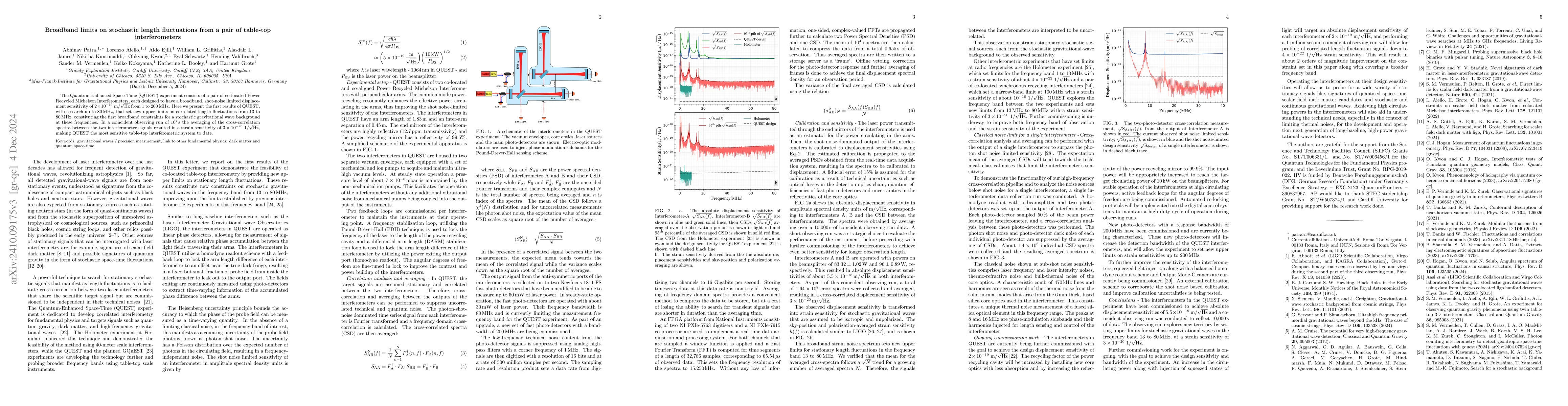 Thumbnail for Broadband limits on stochastic length fluctuations from a pair of
  table-top interferometers
