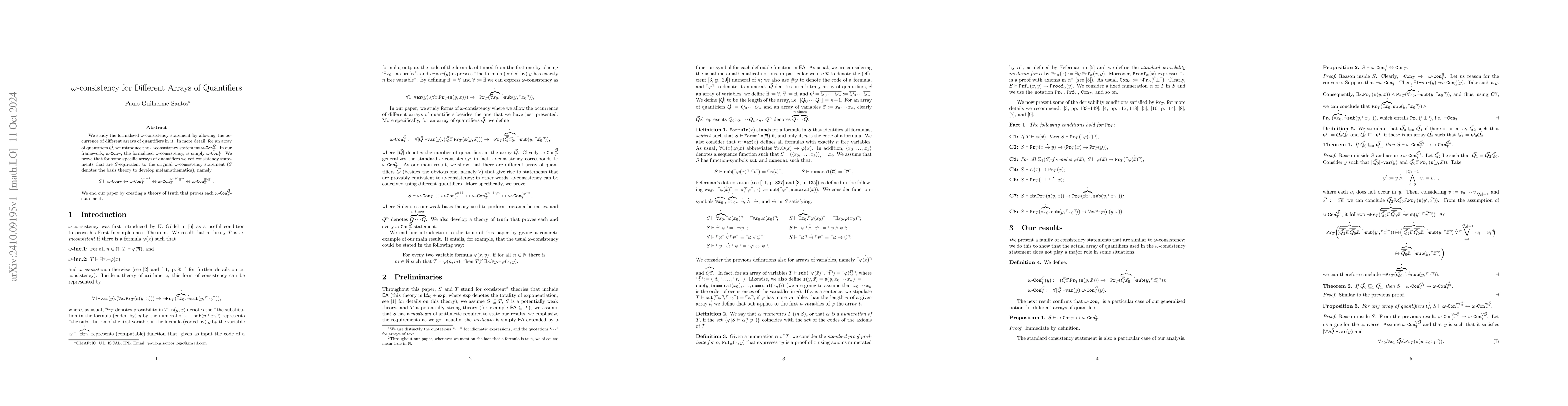 Thumbnail for $ω$-consistency for Different Arrays of Quantifiers