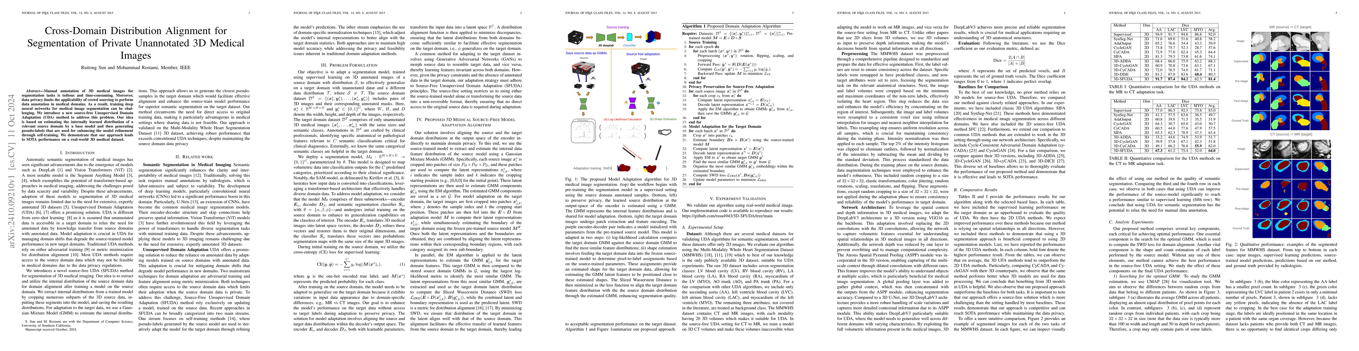 Thumbnail for Cross-Domain Distribution Alignment for Segmentation of Private
  Unannotated 3D Medical Images