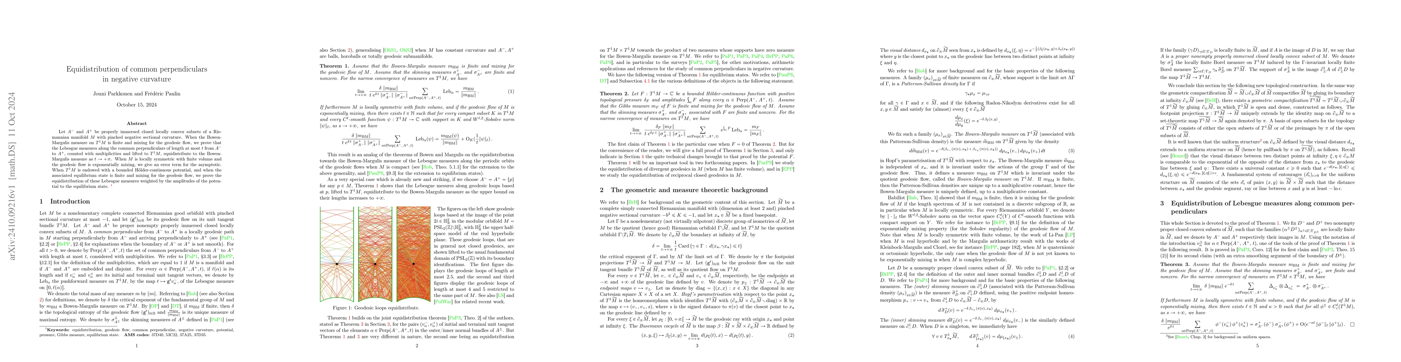 Thumbnail for Equidistribution of common perpendiculars in negative curvature