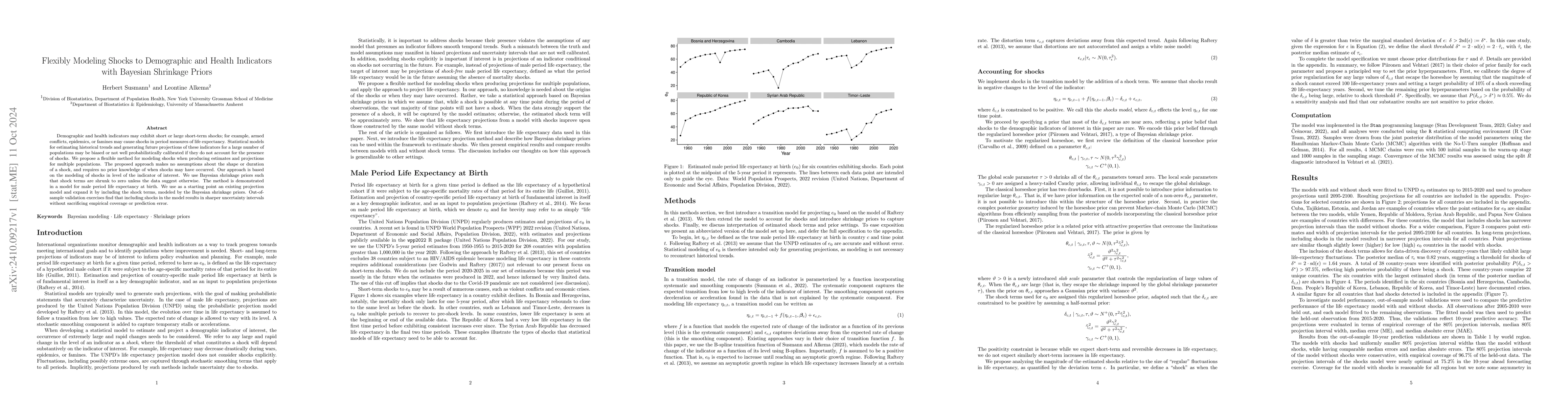 Thumbnail for Flexibly Modeling Shocks to Demographic and Health Indicators with
  Bayesian Shrinkage Priors