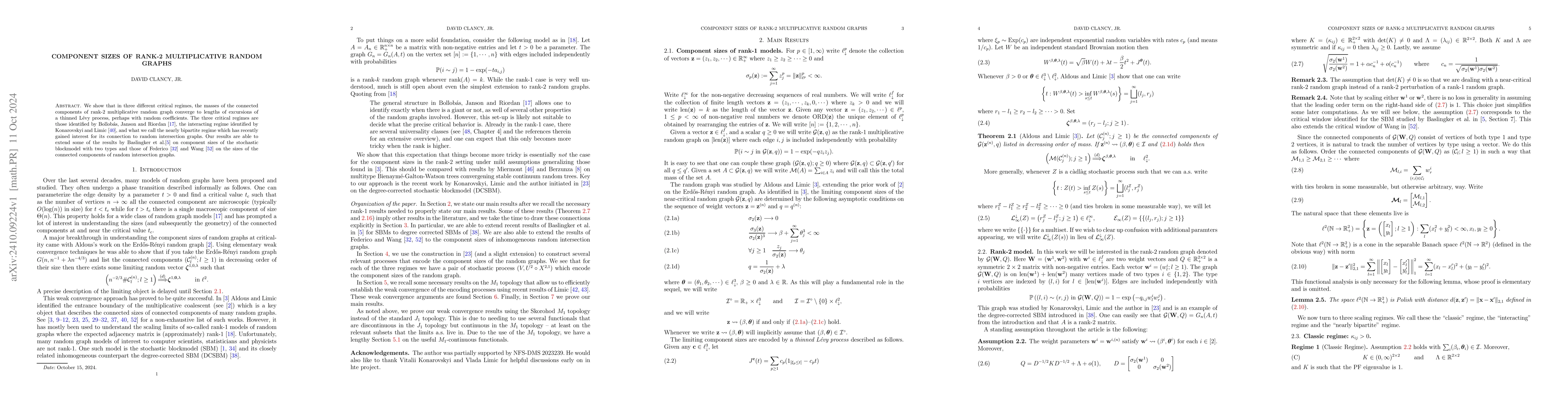 Thumbnail for Component sizes of rank-2 multiplicative random graphs