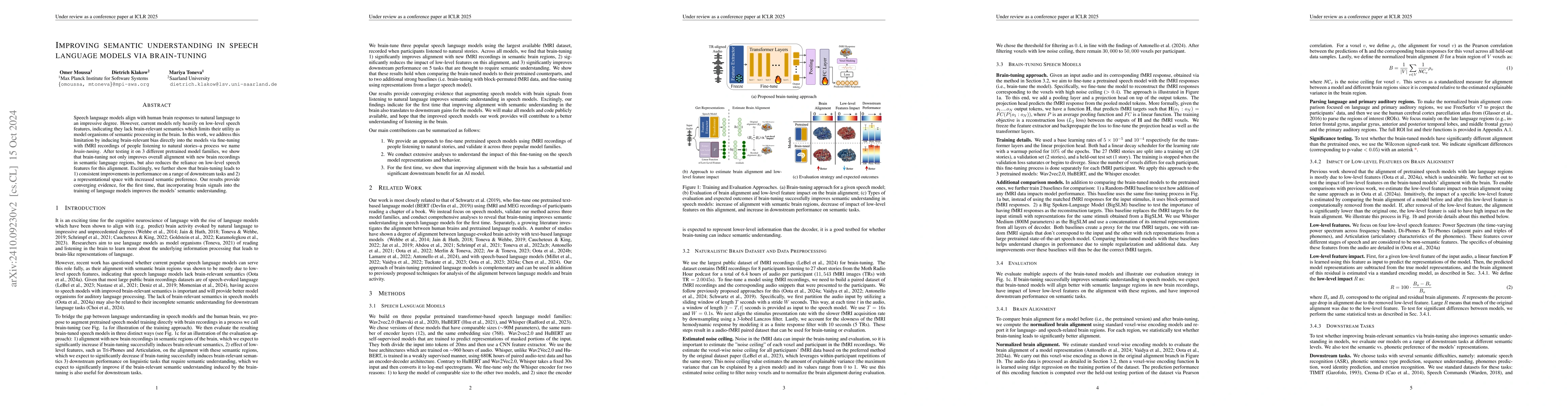 Thumbnail for Improving semantic understanding in speech language models via
  brain-tuning