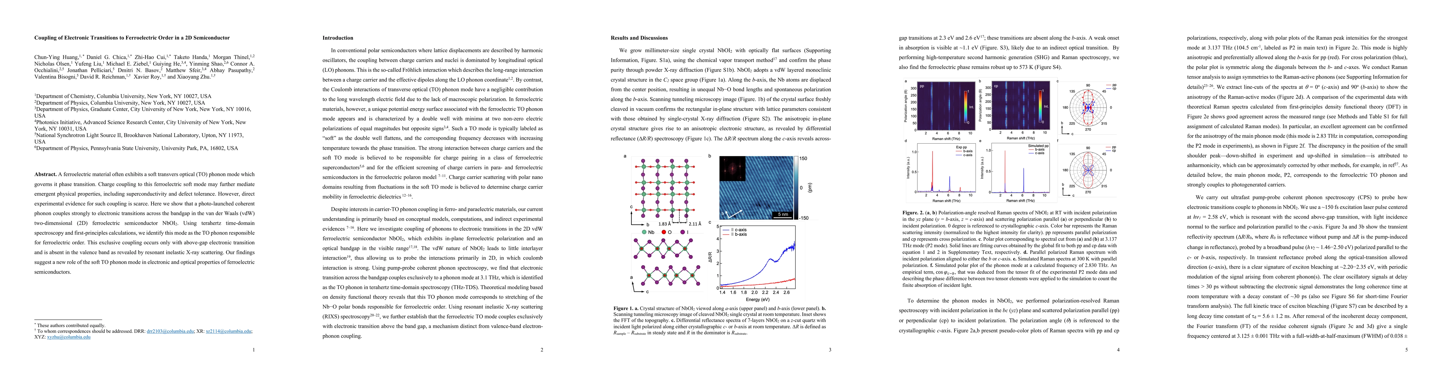 Thumbnail for Coupling of Electronic Transitions to Ferroelectric Order in a 2D
  Semiconductor