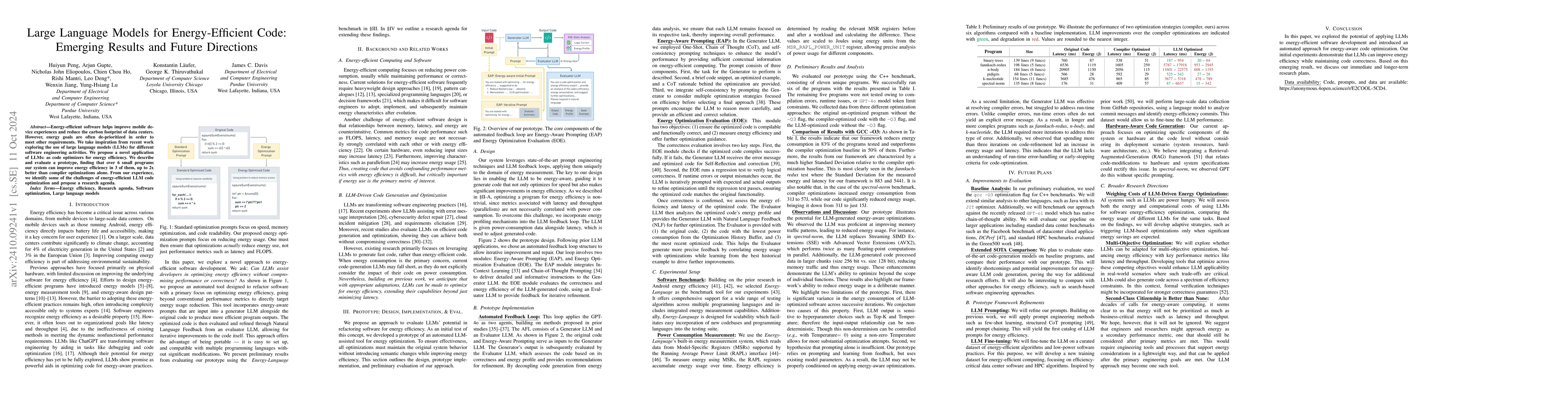 Thumbnail for Large Language Models for Energy-Efficient Code: Emerging Results and
  Future Directions