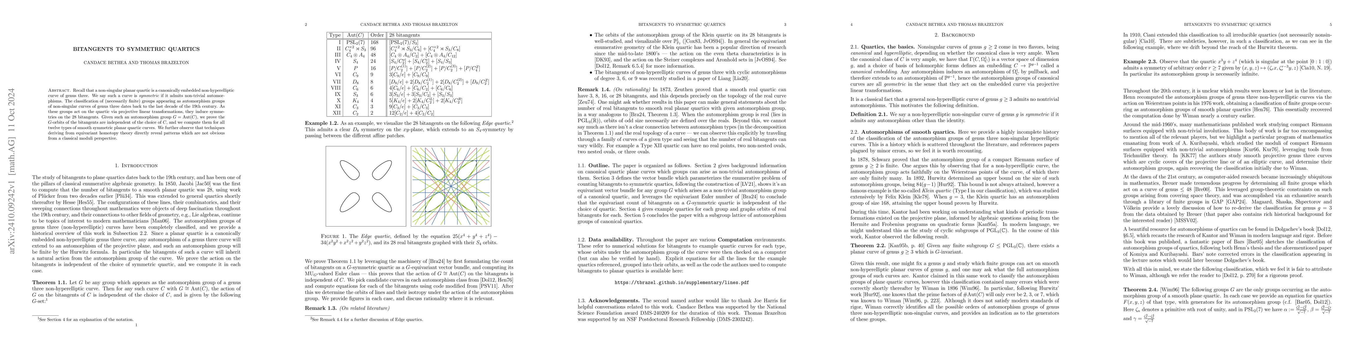 Thumbnail for Bitangents to symmetric quartics