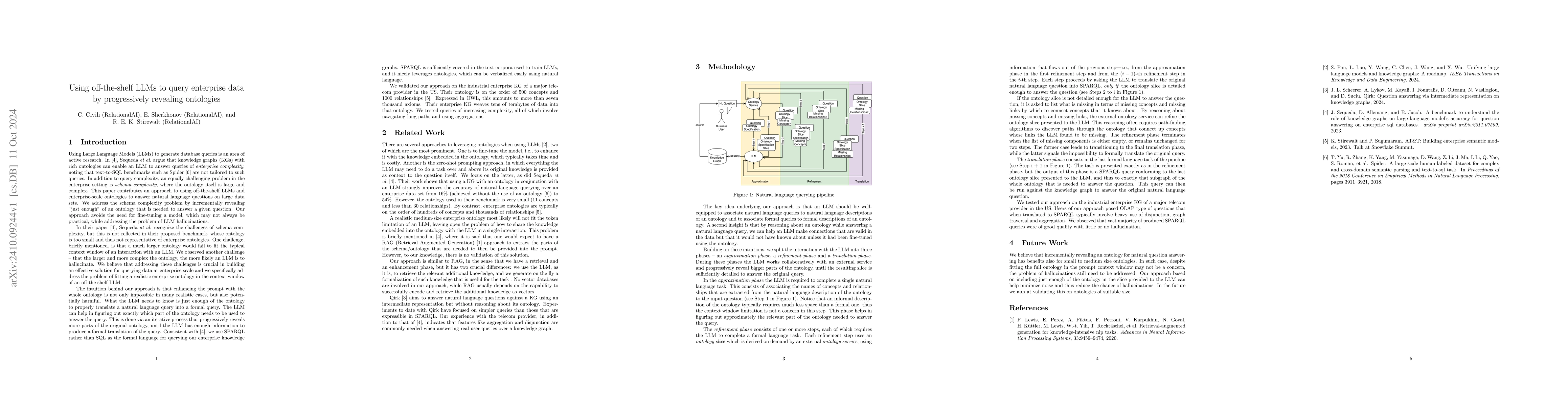 Thumbnail for Using off-the-shelf LLMs to query enterprise data by progressively
  revealing ontologies