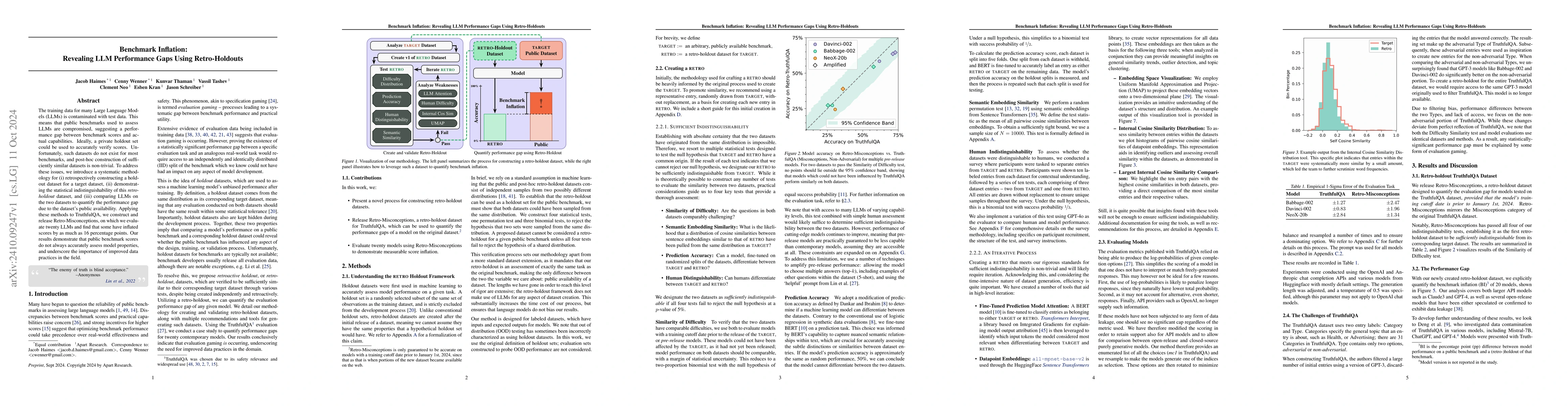 Thumbnail for Benchmark Inflation: Revealing LLM Performance Gaps Using Retro-Holdouts