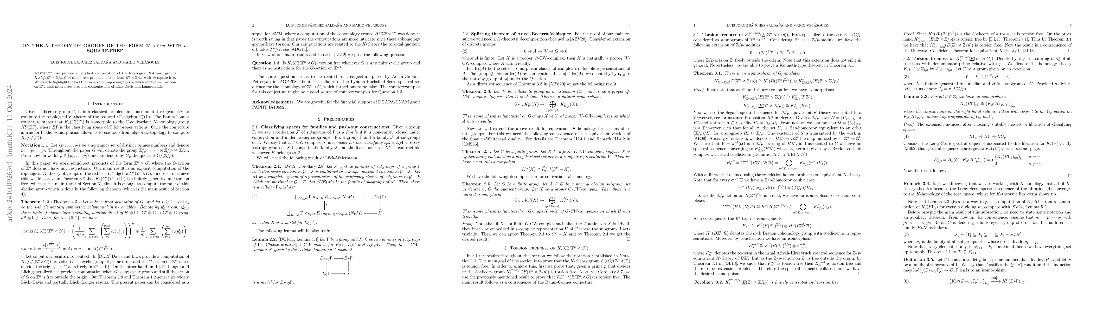 Thumbnail for On the $K$-theory of groups of the form $\mathbb{Z}^n\rtimes
  \mathbb{Z}/m$ with $m$ square-free