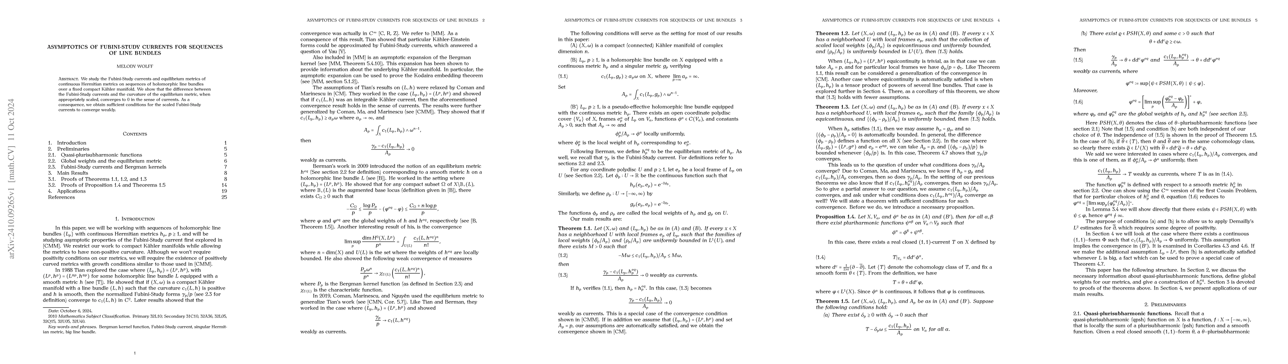 Thumbnail for Asymptotics of Fubini-Study Currents for Sequences of Line Bundles