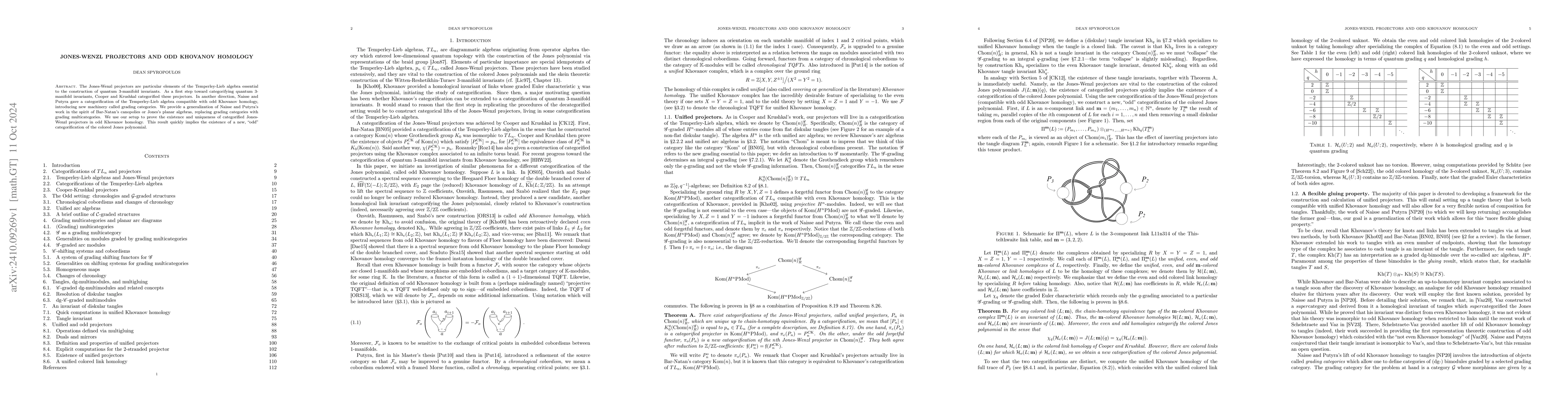Thumbnail for Jones-Wenzl projectors and odd Khovanov homology