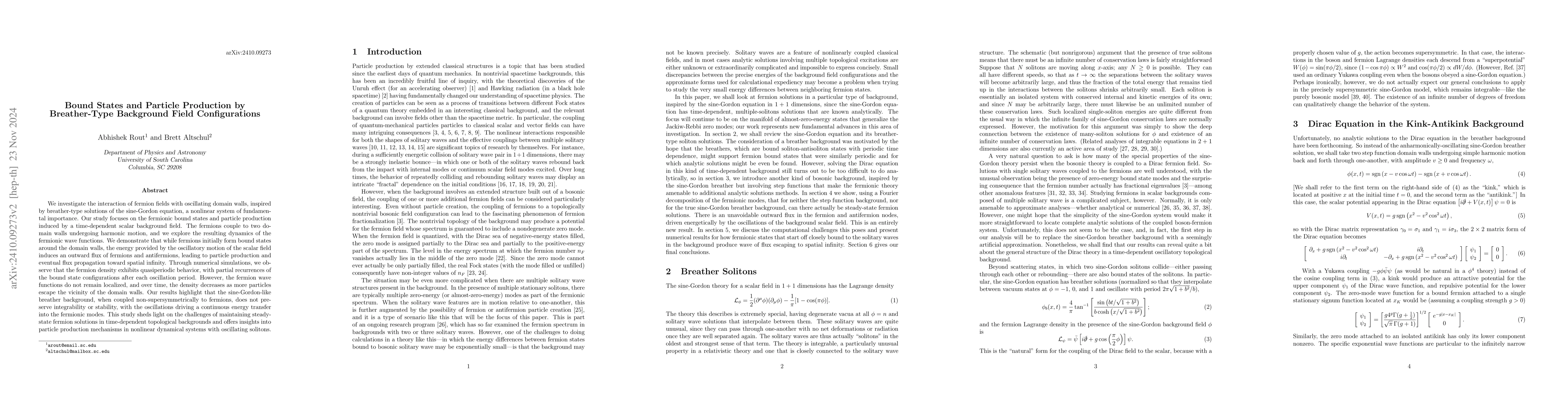 Thumbnail for Bound States and Particle Production by Breather-Type Background Field
  Configurations