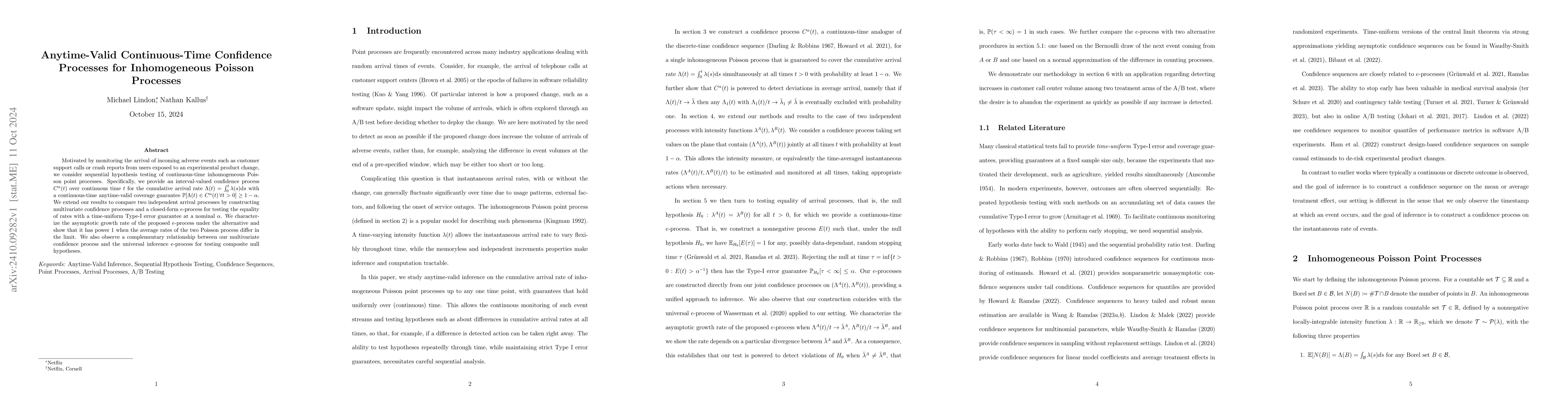Thumbnail for Anytime-Valid Continuous-Time Confidence Processes for Inhomogeneous
  Poisson Processes