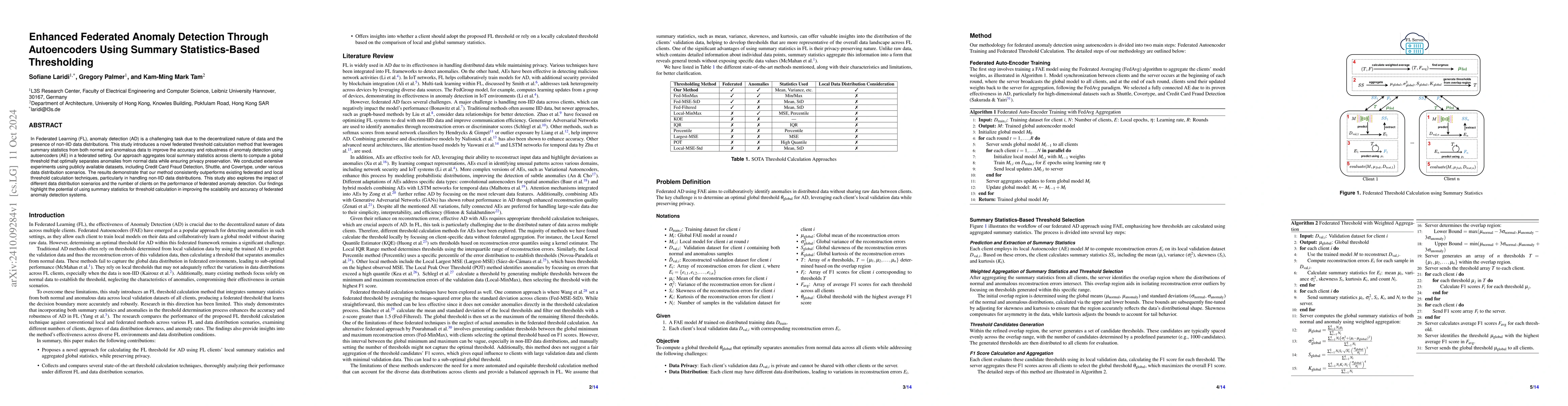 Thumbnail for Enhanced Federated Anomaly Detection Through Autoencoders Using Summary
  Statistics-Based Thresholding