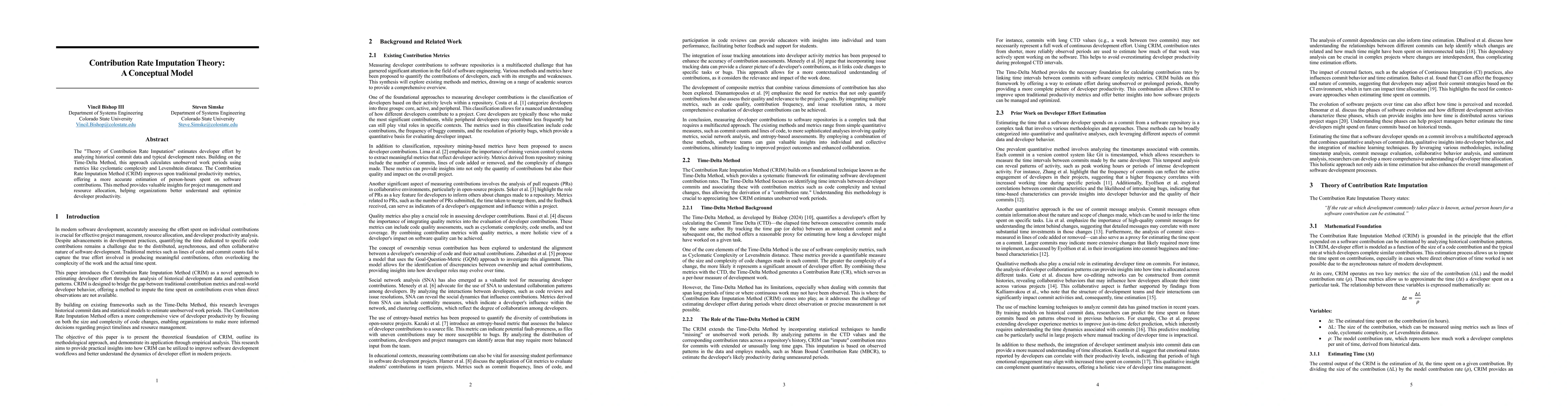 Thumbnail for Contribution Rate Imputation Theory: A Conceptual Model