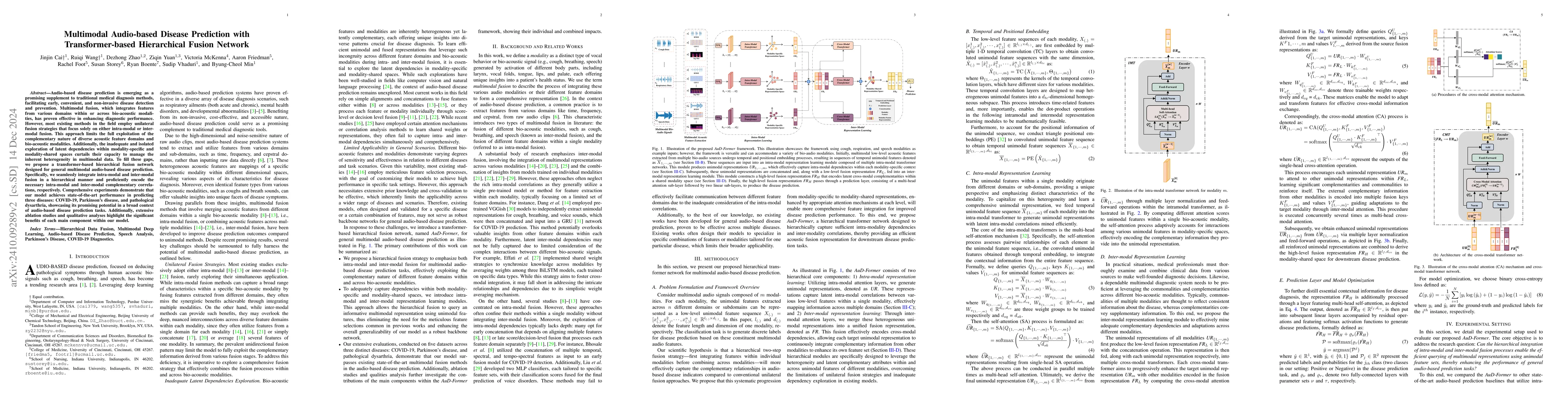 Thumbnail for AuD-Former: A Hierarchical Transformer Network for Multimodal
  Audio-Based Disease Prediction
